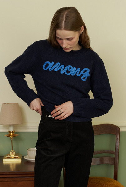 A AMONG EMBROIDERY KNIT-NAVY