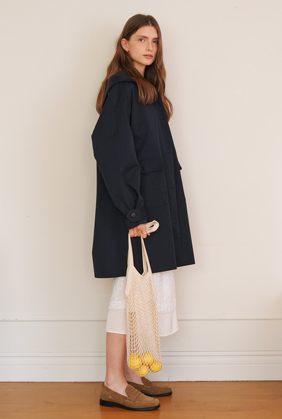 A HOODED COTTON COAT_NAVY